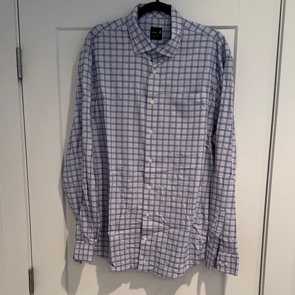 johnnie-O Blue and White Checkered Shirt